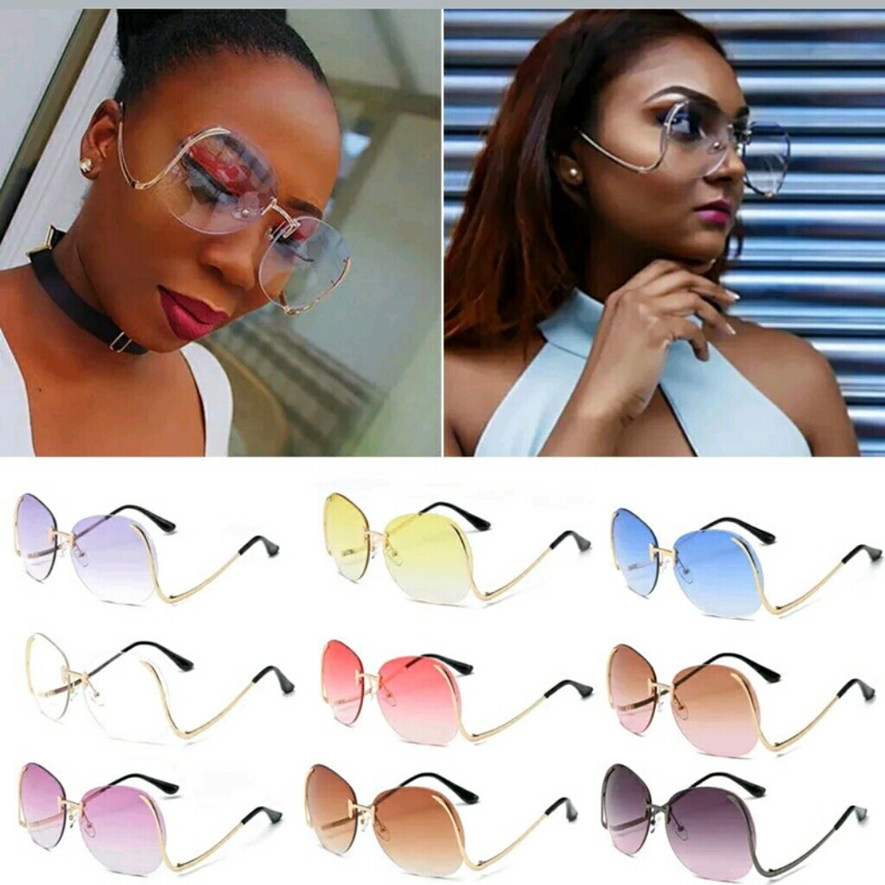 Oversized Rimless Statement Piece Sunglasses